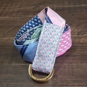 Vineyard Vines Silk Patchwork D Ring Belt